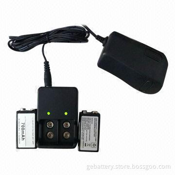 9V 600mAh Lithium Ion Battery Charger, Charges 2 Batteries at a Time
